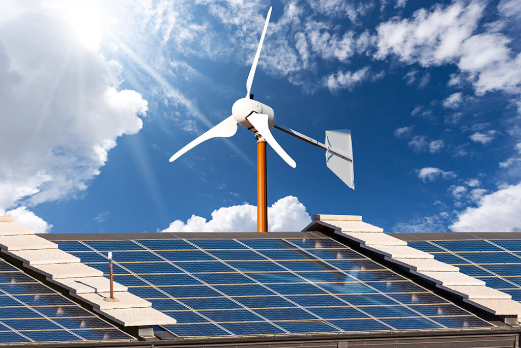 Solar panels and wind turbines are often used in commercial construction projects to cut running costs and make the building more environmentally friendly