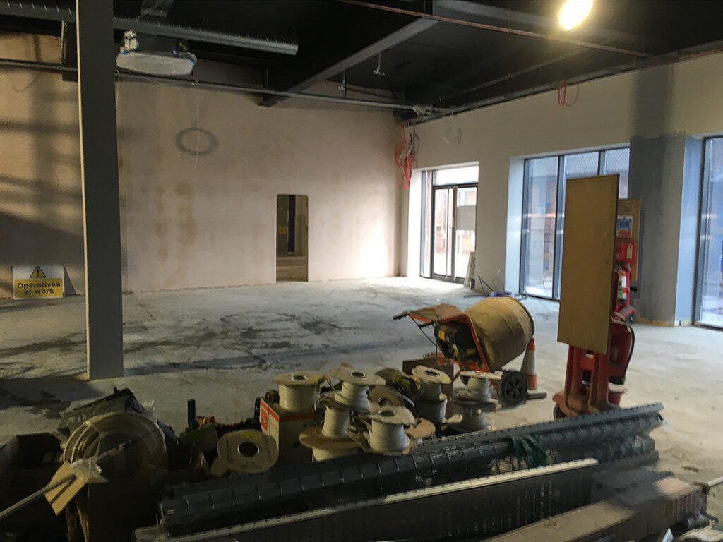 Fareham Snap Fitness ground floor looking towards the front door at the start of the project