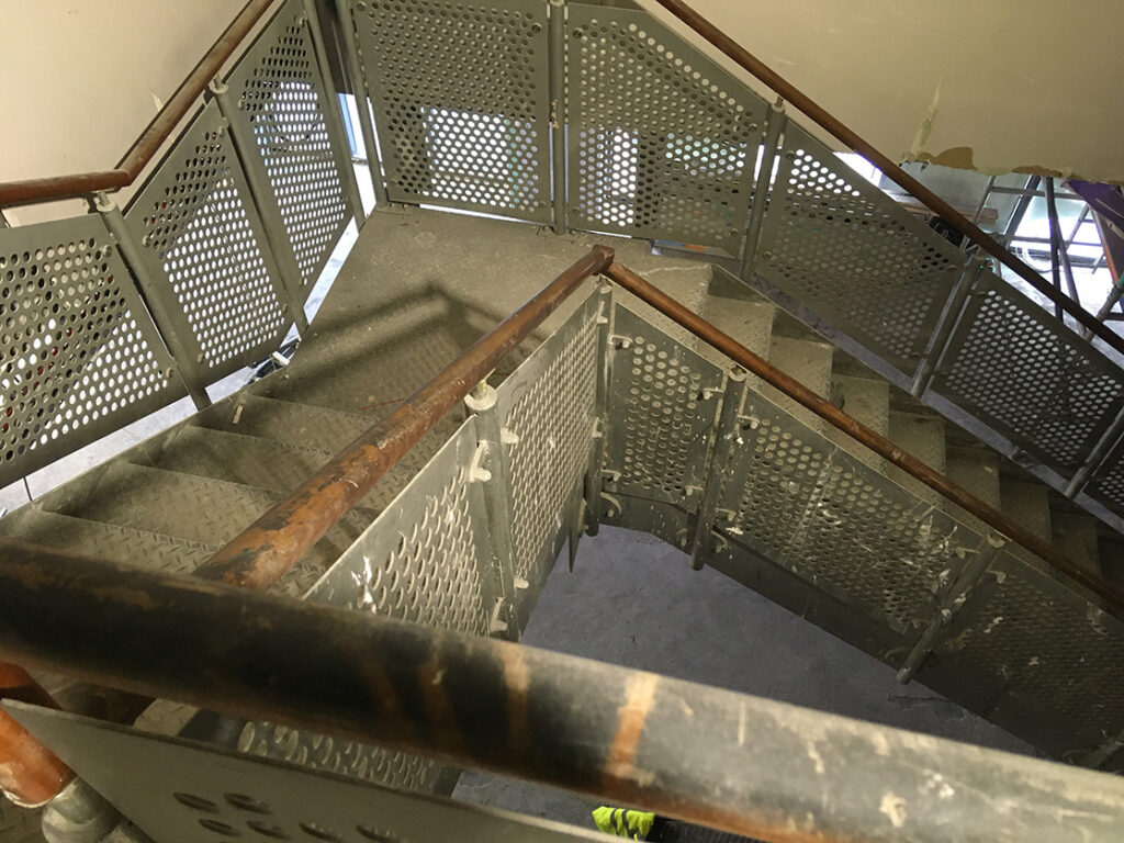 The original staircase had a great industrial look - but it was in need of cleaning