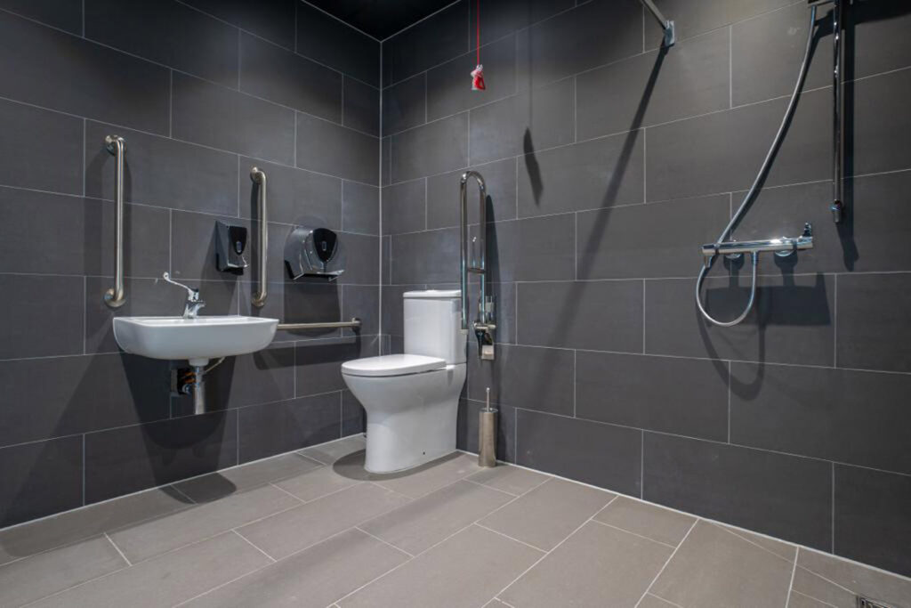 The disabled toilet at Addlestone Snap Fitness 24/7 providing equal access for all our clients