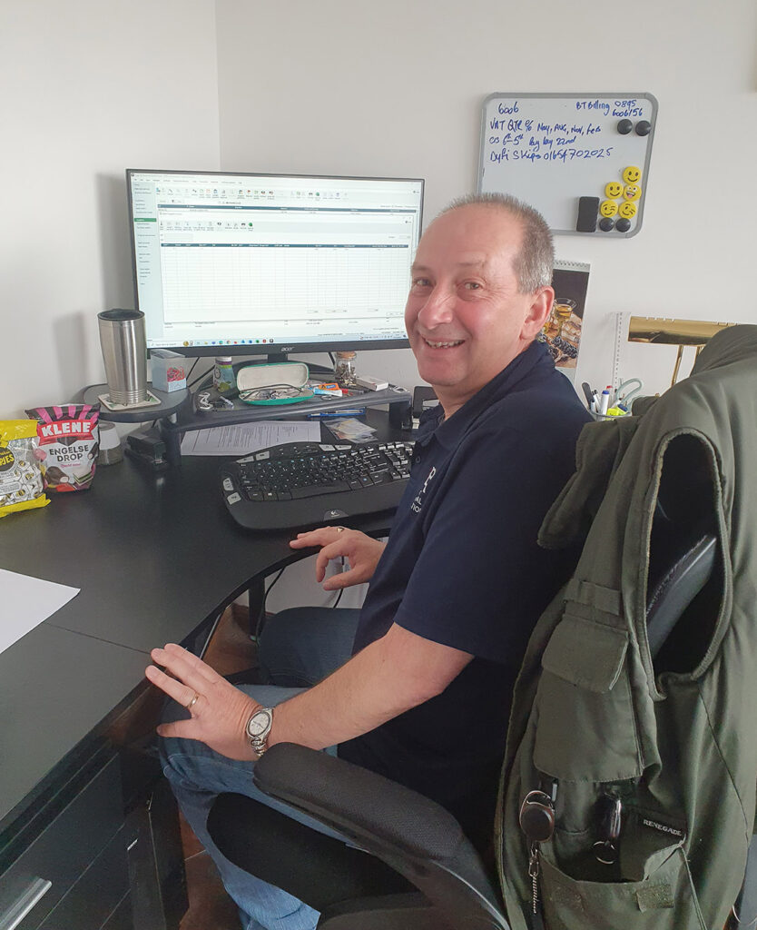 Simon Hughes is BHR's accounts and admin guru. Here he is in the office taking care of the figures.