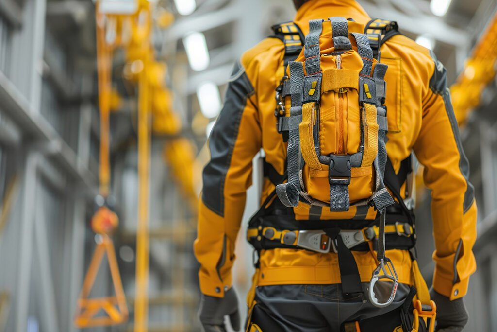 A wearable robotic exoskeleton supporting a construction worker